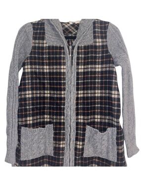 Anthropologie moth plaid gray sweater Size XS